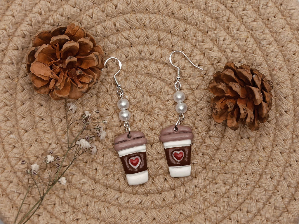 Handmade Takeout Coffee Earrings, Cute, Cozy Accessories