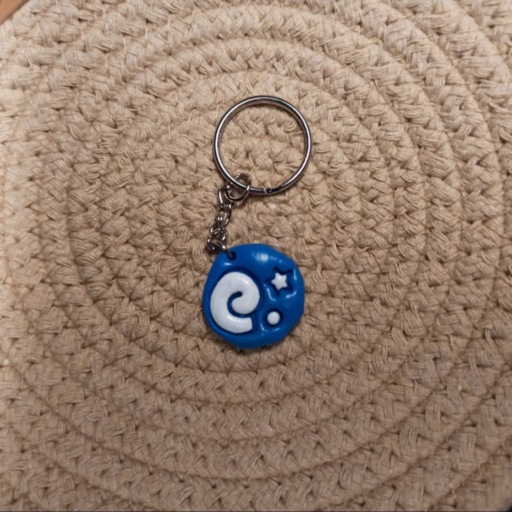 Blue Fossil Clay Keychain