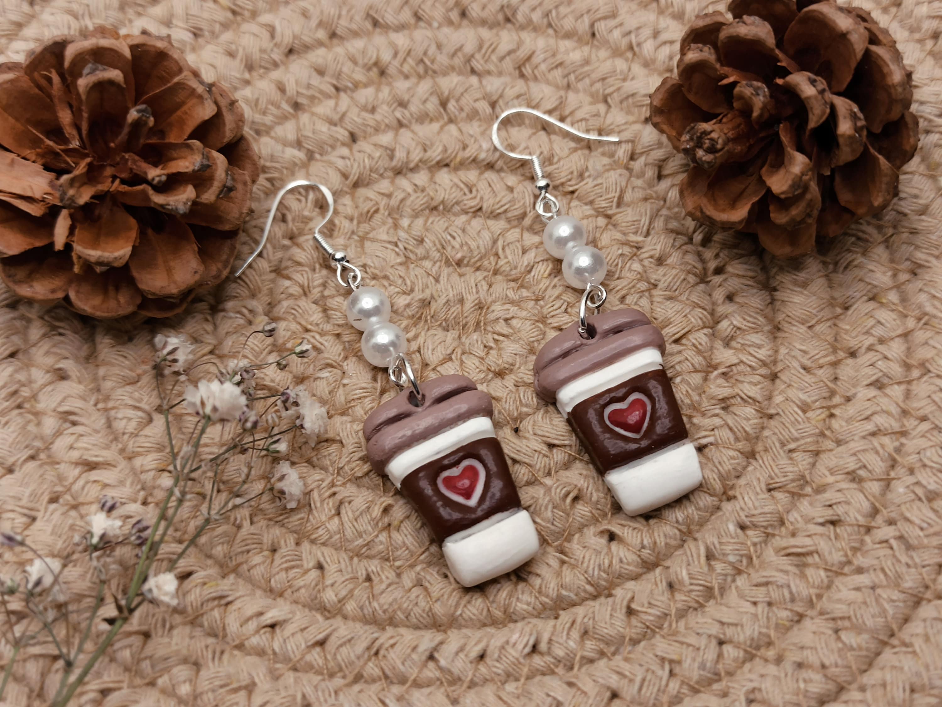 Handmade Takeout Coffee Earrings, Cute, Cozy Accessories