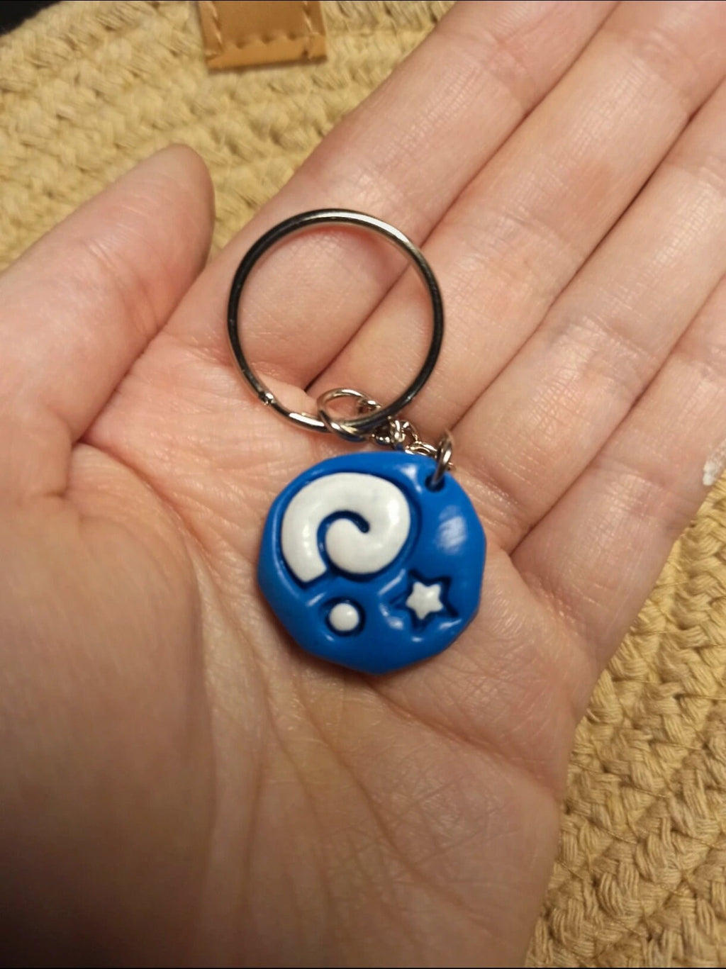 Blue Fossil Clay Keychain